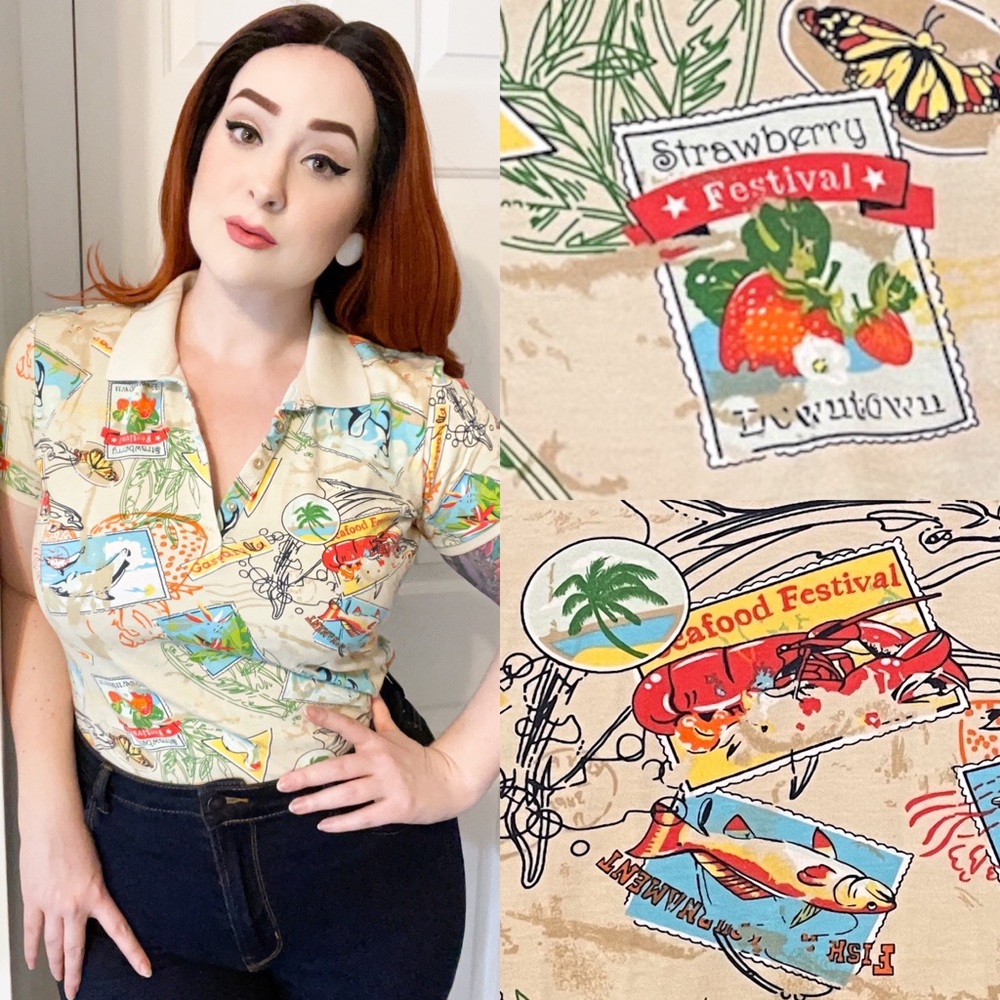 Cute Summer Festival Print Polo Shirt